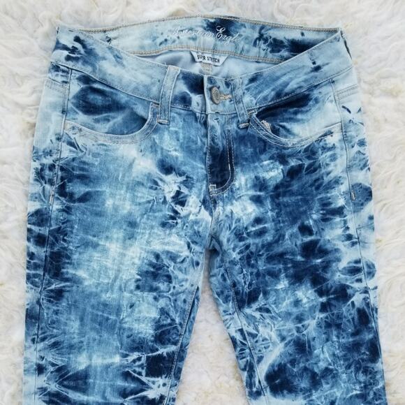 Bleach TieDye Jeans AEO Size 2 Acid Wash Stretch Marbled Denim Skinny Jeggings - Picture 3 of 9